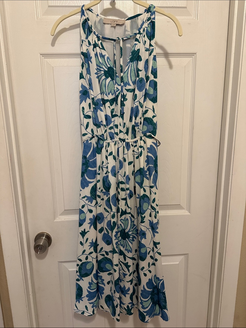 LOFT Dress with Blue & Teal Floral Motif